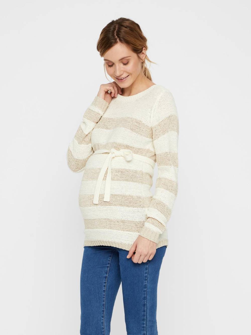 MAMALICIOUS Sweater 'Sandy' In Wool White