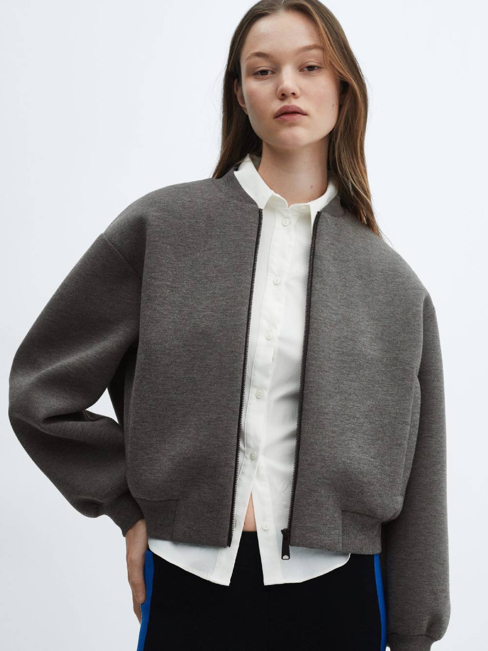 MANGO Between-Season Jacket 'Linkin' In Mottled Grey