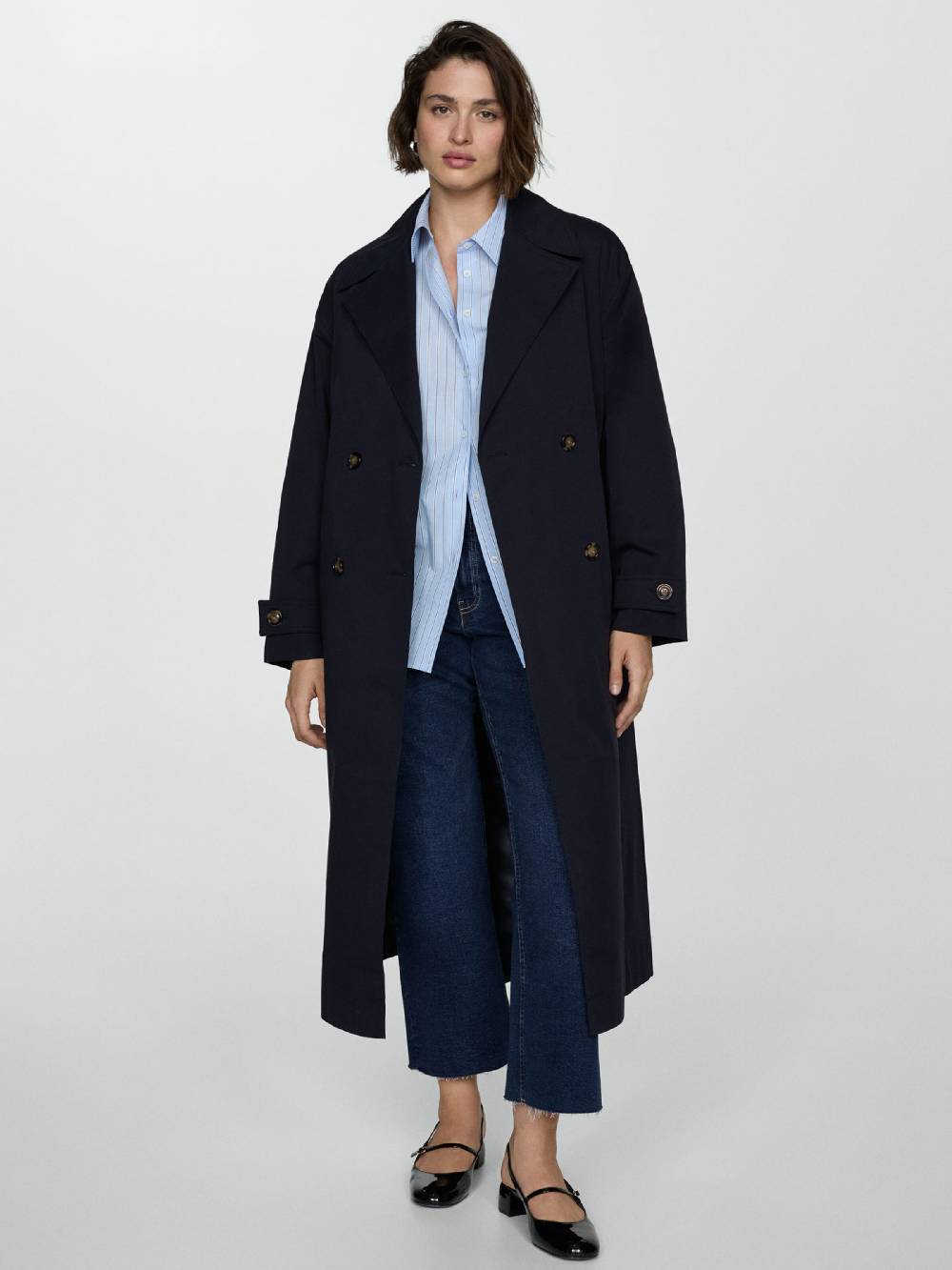 MANGO Between-Seasons Coat 'Angela' In Dark Blue