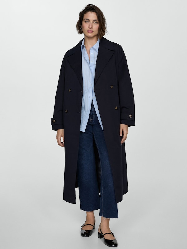 MANGO Between-Seasons Coat 'Angela' in Dark Blue