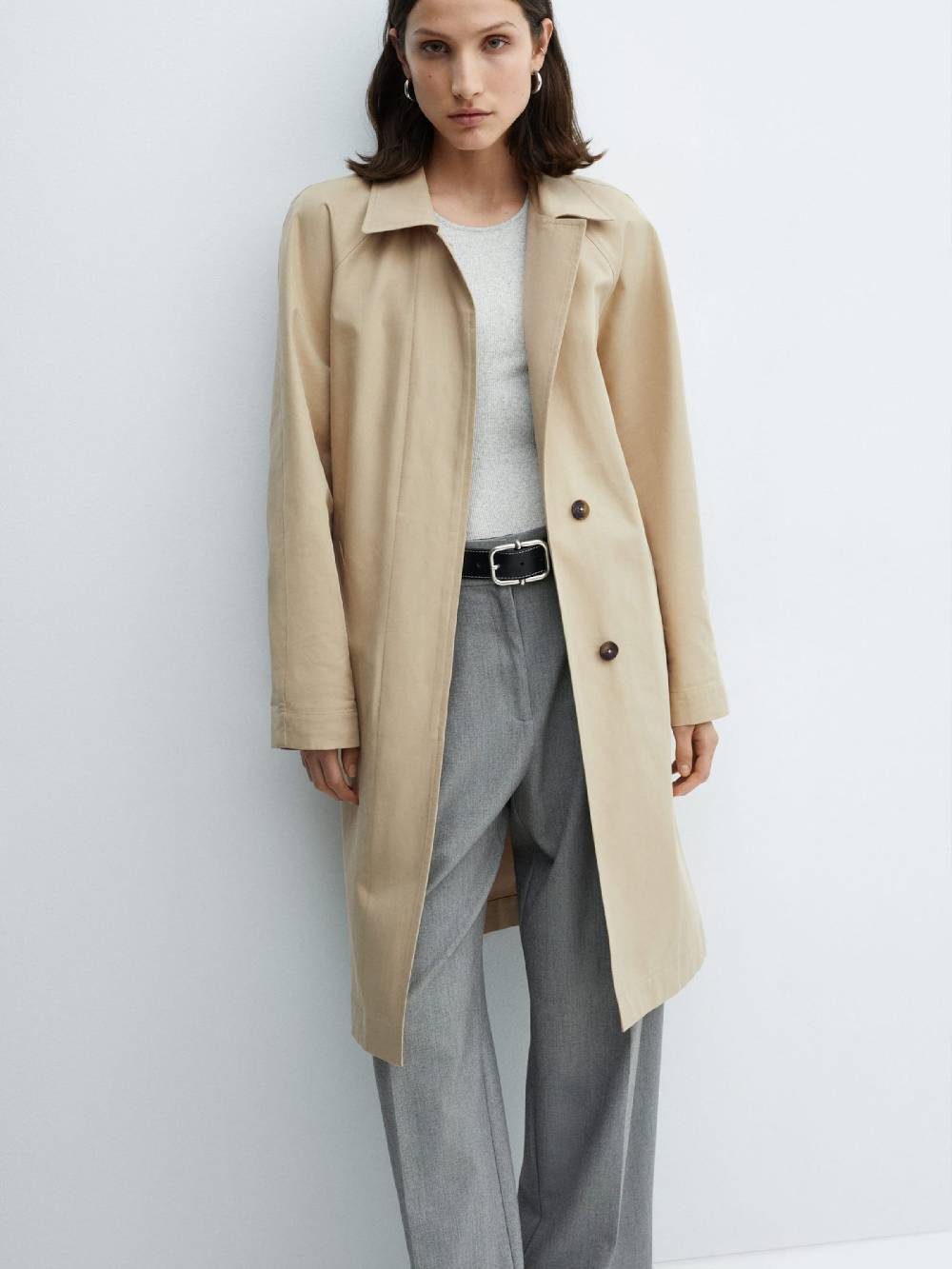 MANGO Between-Seasons Coat 'CLASSIC' In Kitt