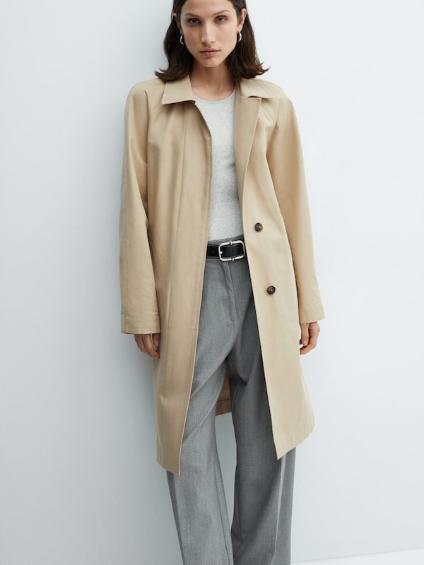 MANGO Between-Seasons Coat 'CLASSIC' In Kitt