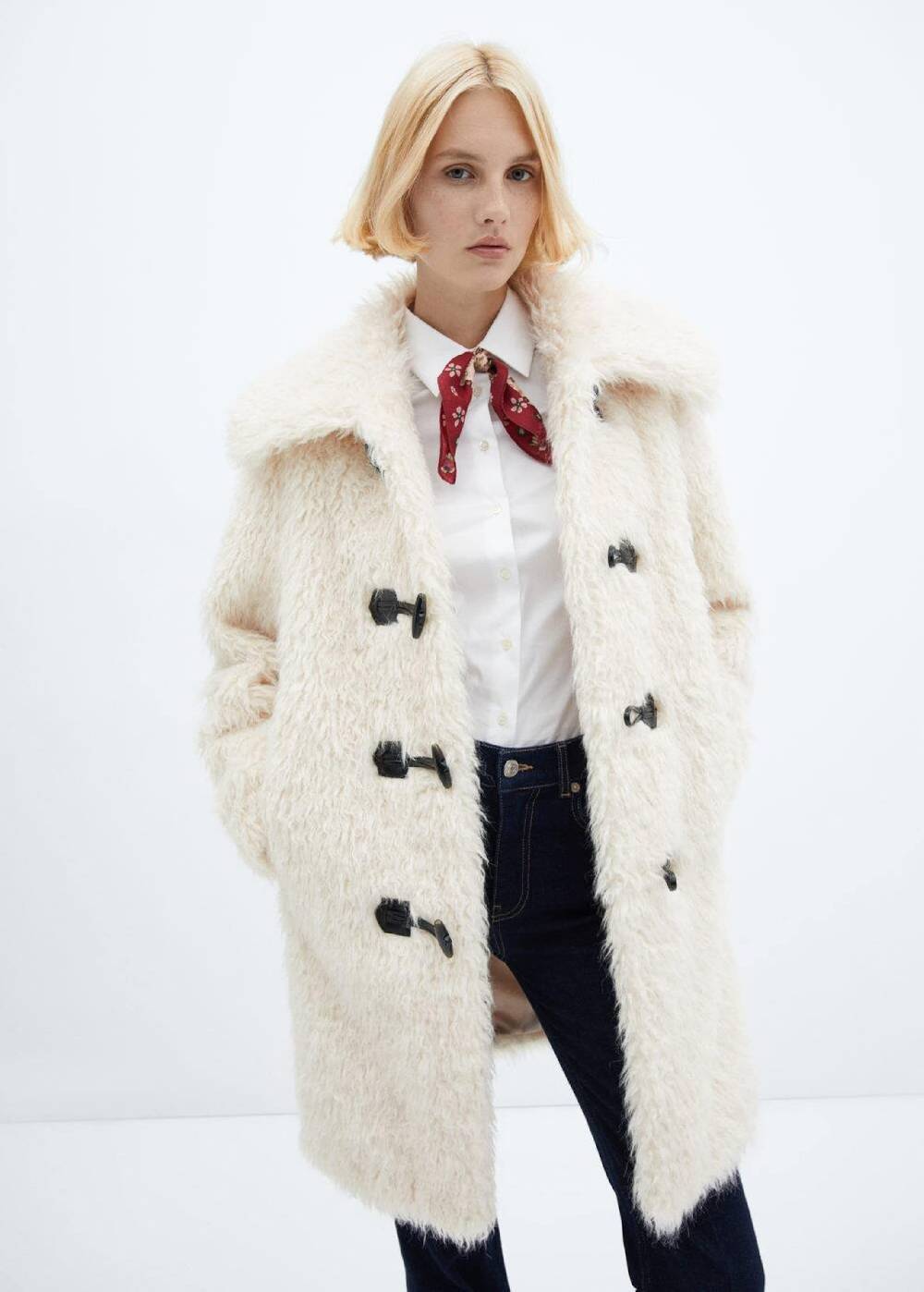 MANGO Between-Seasons Coat 'Keratin' In Wool White