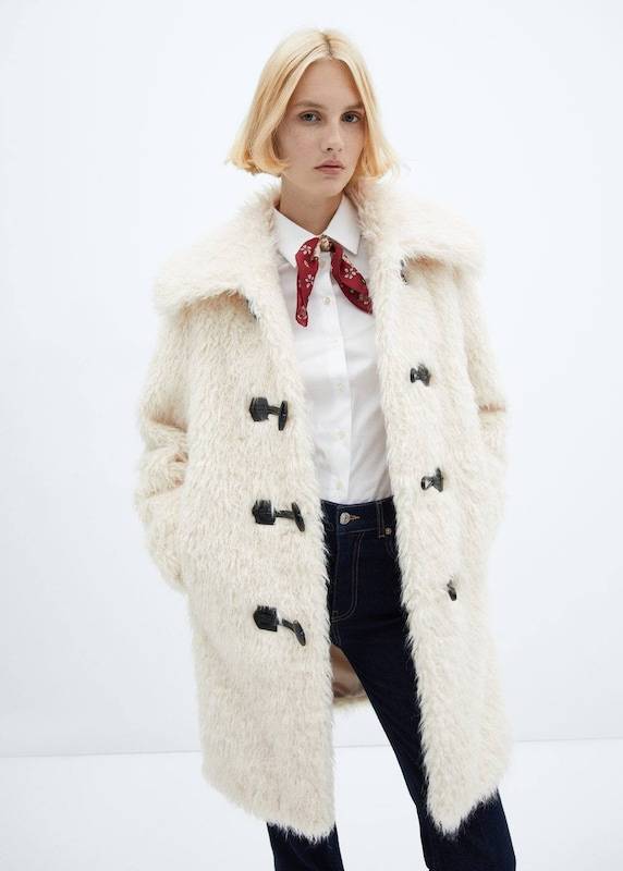 MANGO Between-Seasons Coat 'Keratin' In Wool White