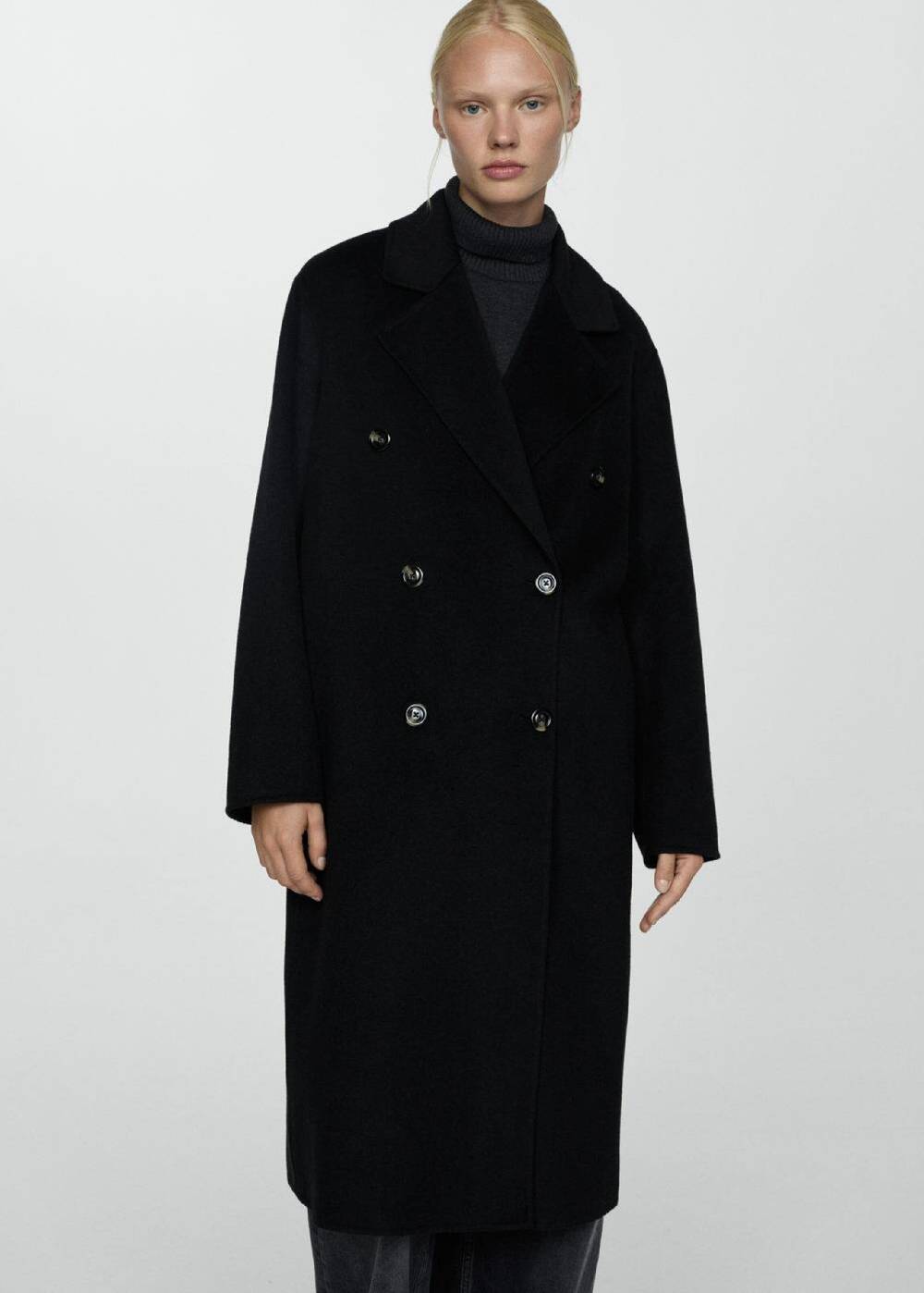 MANGO Between-Seasons Coat 'Picarol' In Black