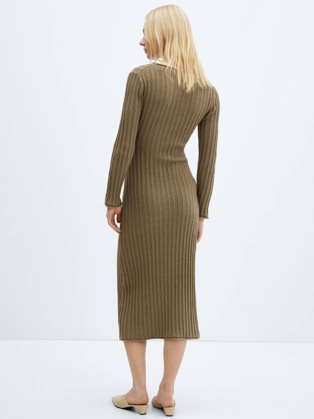 MANGO Knitted Dress 'Africa' In Khaki