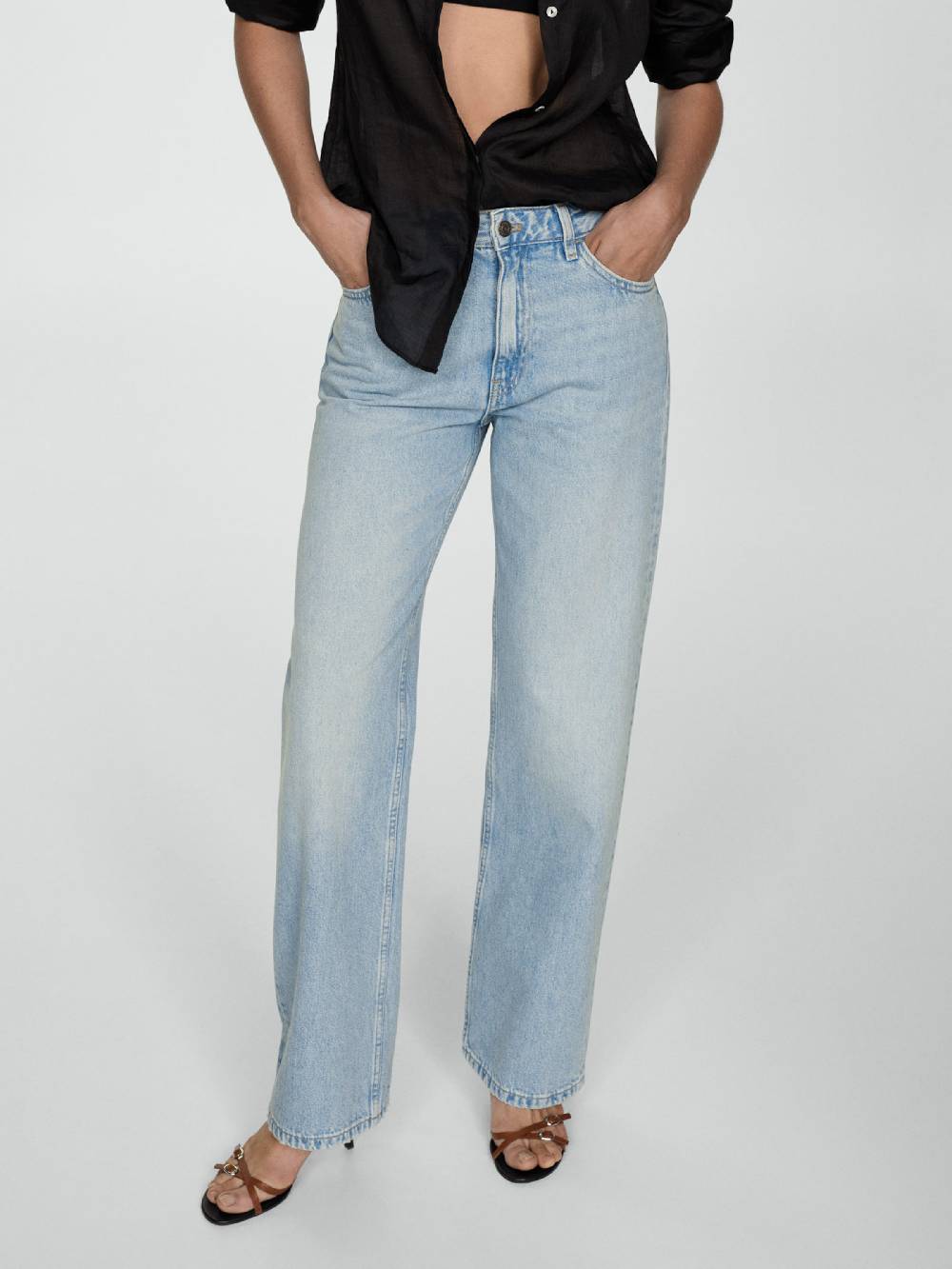 MANGO Loose Fit Jeans 'MIAMI' In Blue Denim