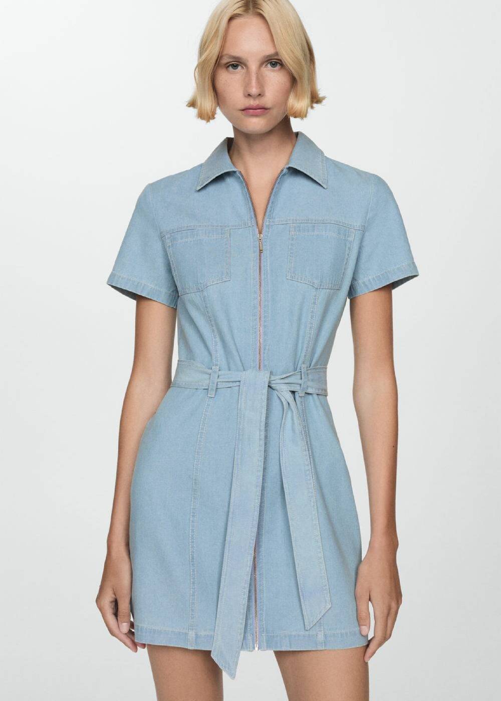 MANGO Shirt Dress 'lester-h' In Sky Blue