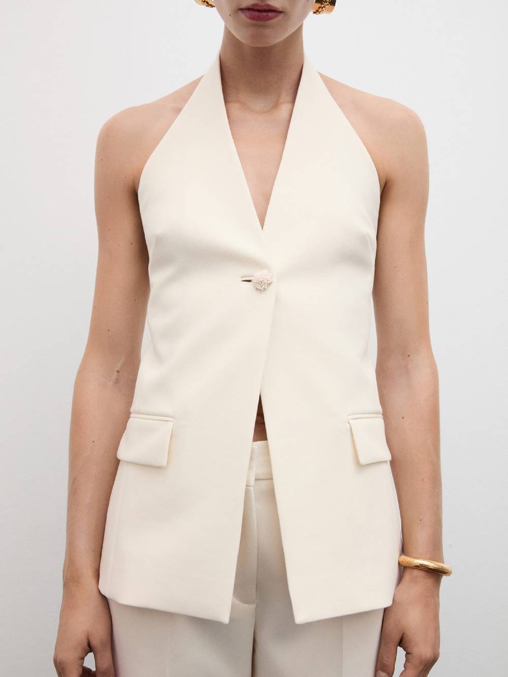 MANGO Vest 'Bianca' In Light Beige