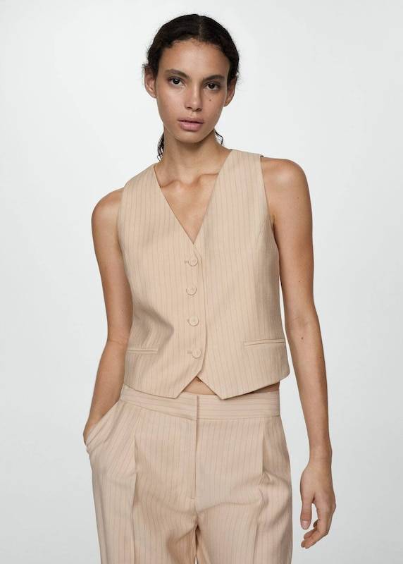 MANGO Vest 'CLAVEL' In Beige