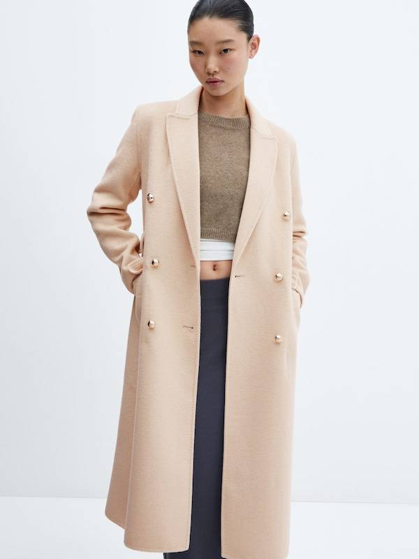 MANGO Winter Coat in Beige