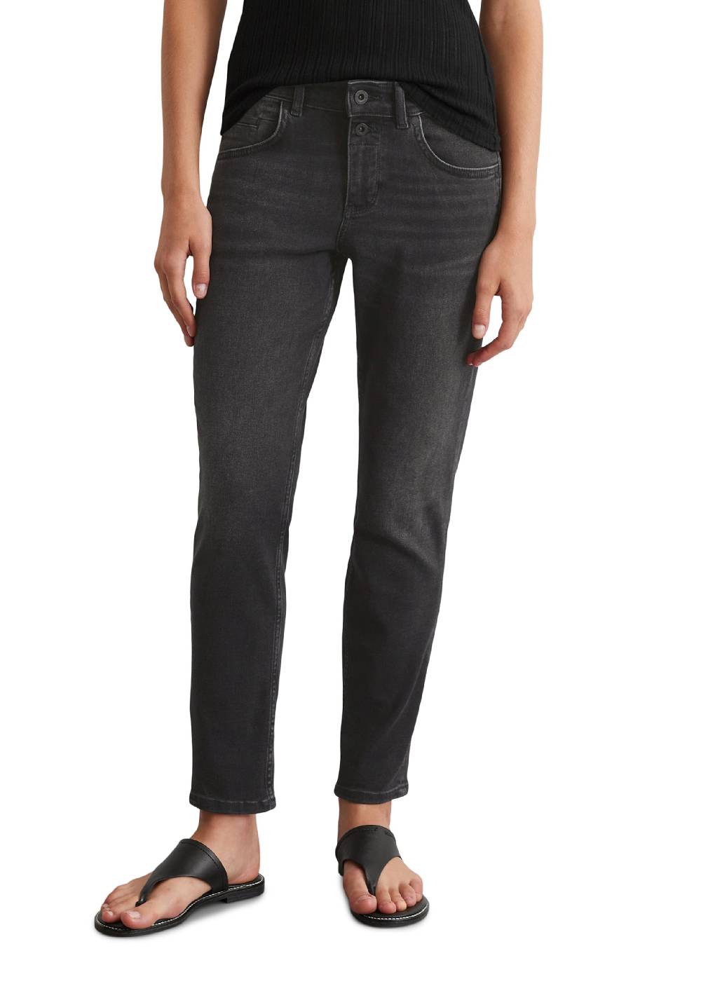 Marc O'Polo Tapered Jeans 'Theda' In Black Denim