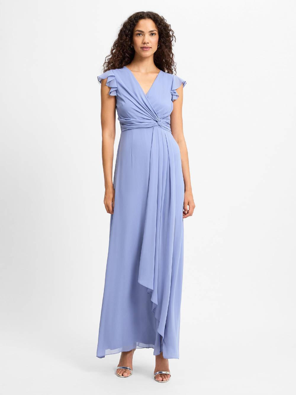 Marie Lund Evening Dress In Smoke Blue