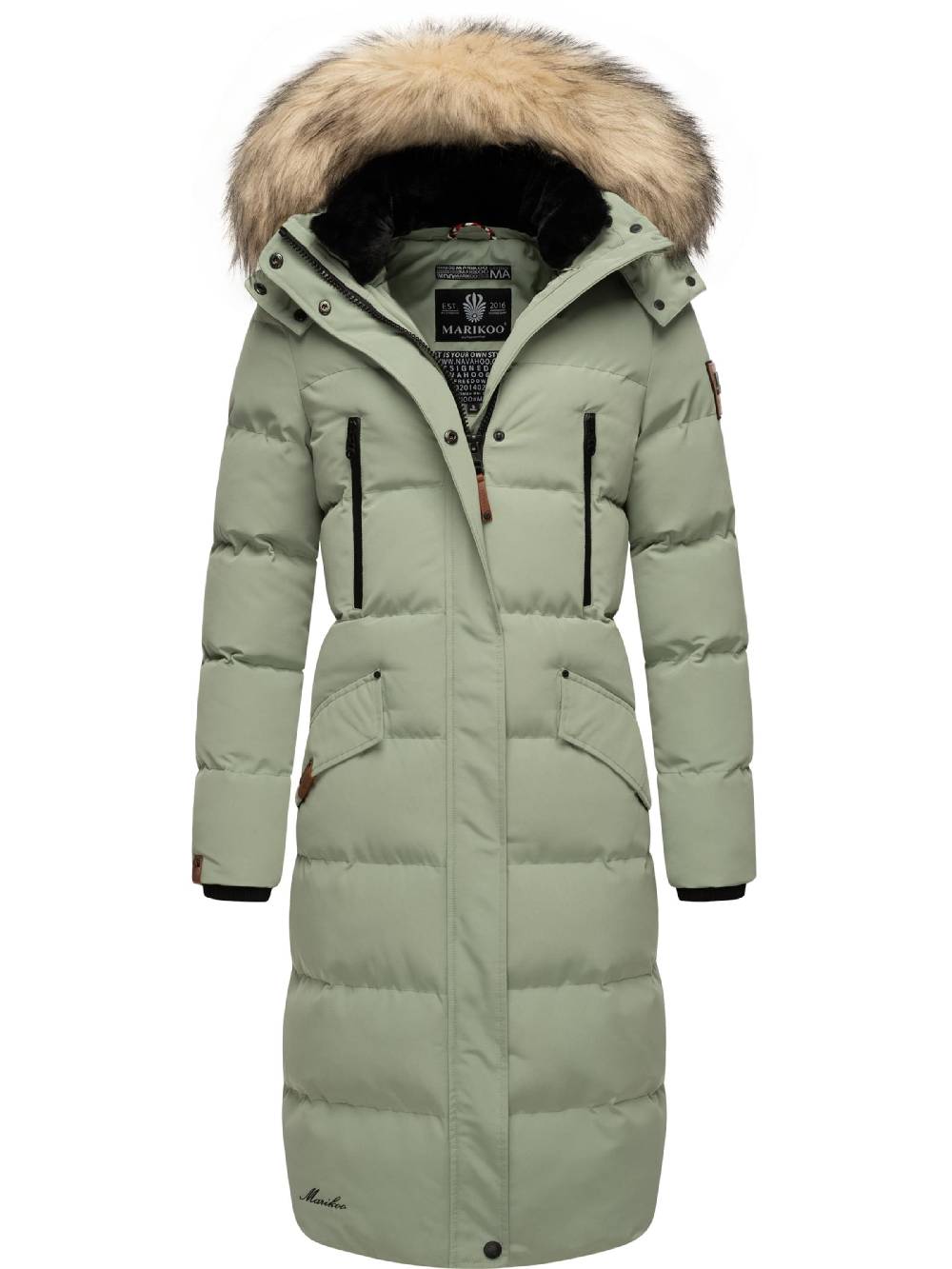 MARIKOO Winter Coat 'Schneesternchen' In Pastel Green