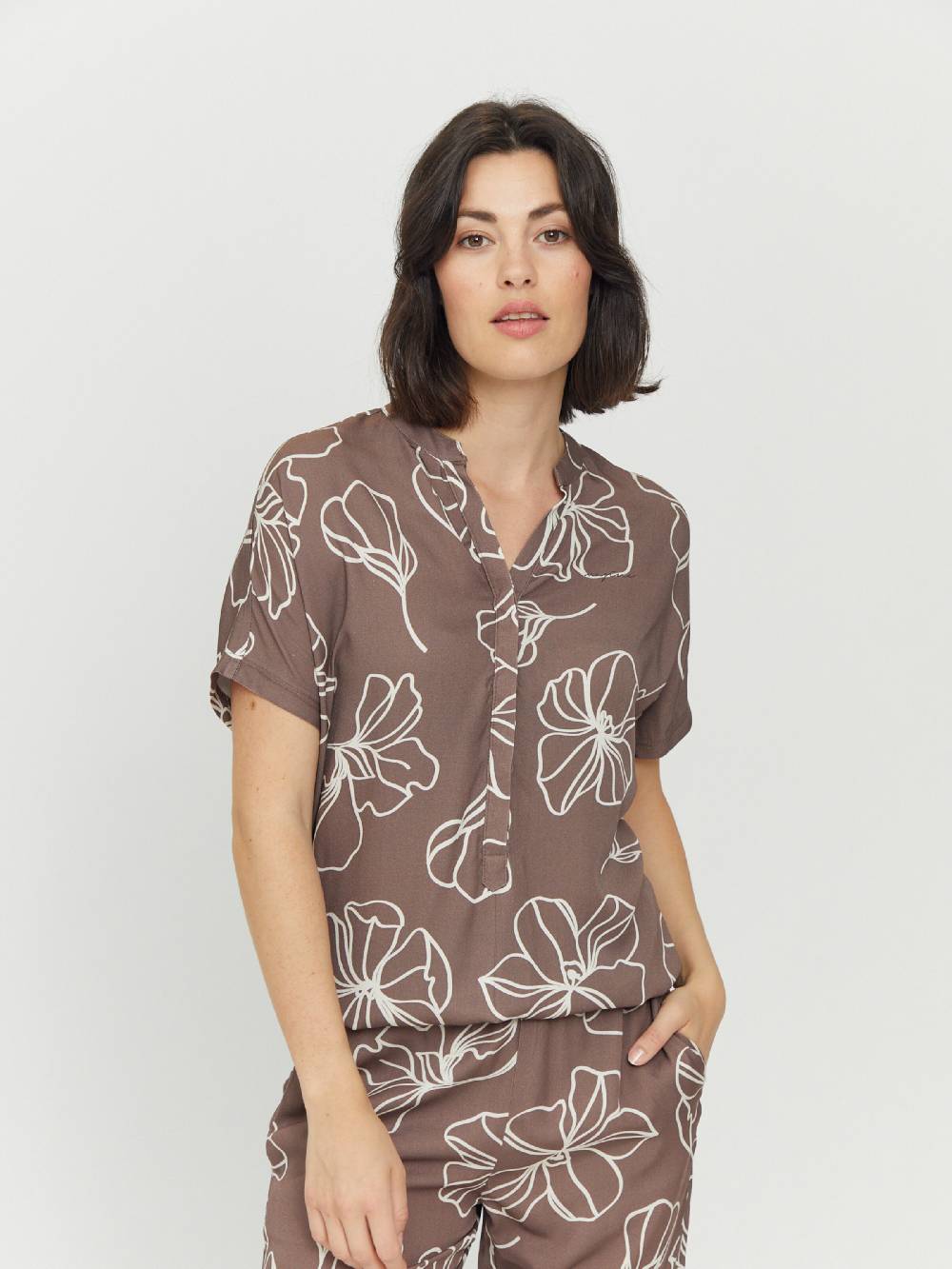 Mazine Blouse ' Benoni Printed ' In Brown