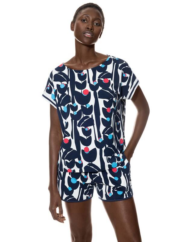 Mey Shirt 'Flower Jungle' in Dark Blue