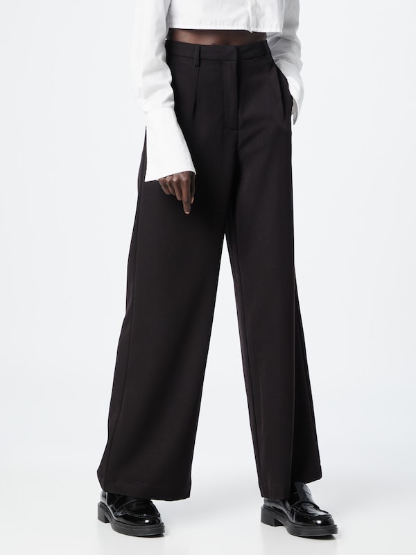 minimum Wide leg Pleat-Front Pants in Black