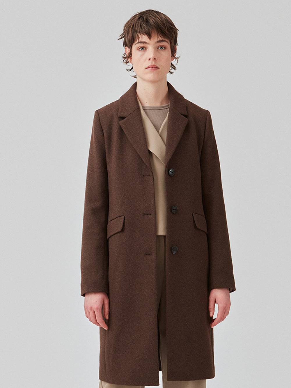 Modström Between-Seasons Coat 'Pamela' In Dark Brown