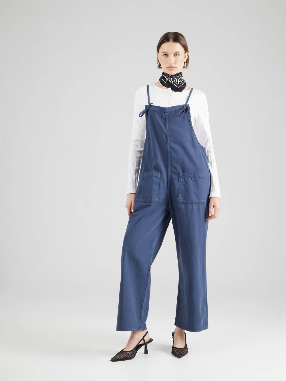 Monki Loose Fit Jean Overalls In Marine Blue