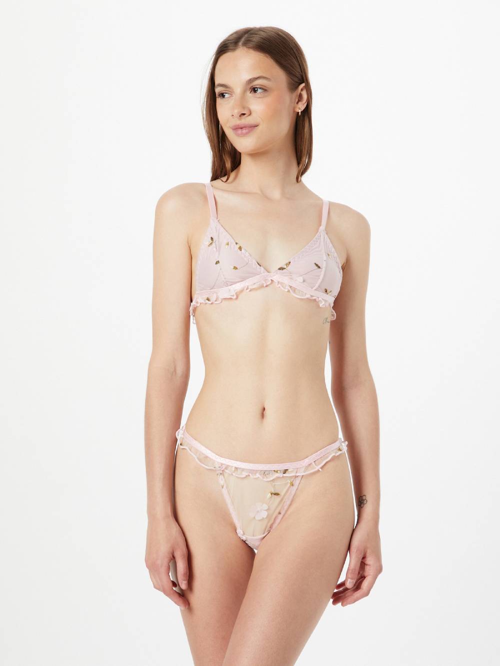 Nasty Gal Triangle Underwear Sets In Rose
