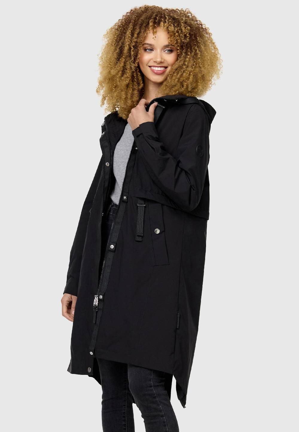 NAVAHOO Raincoat 'Silberperlee' In Black