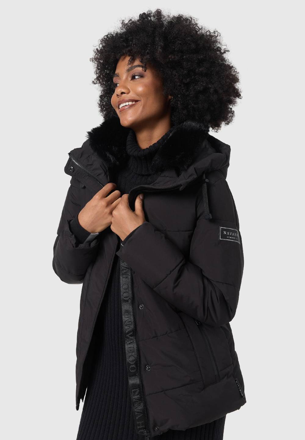 NAVAHOO Winter Jacket 'Sag Ja XIV' In Black
