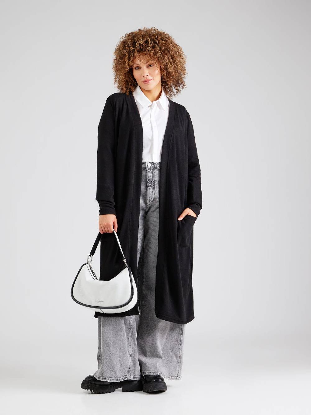 Noisy May Curve Knit Cardigan 'CITY' In Black