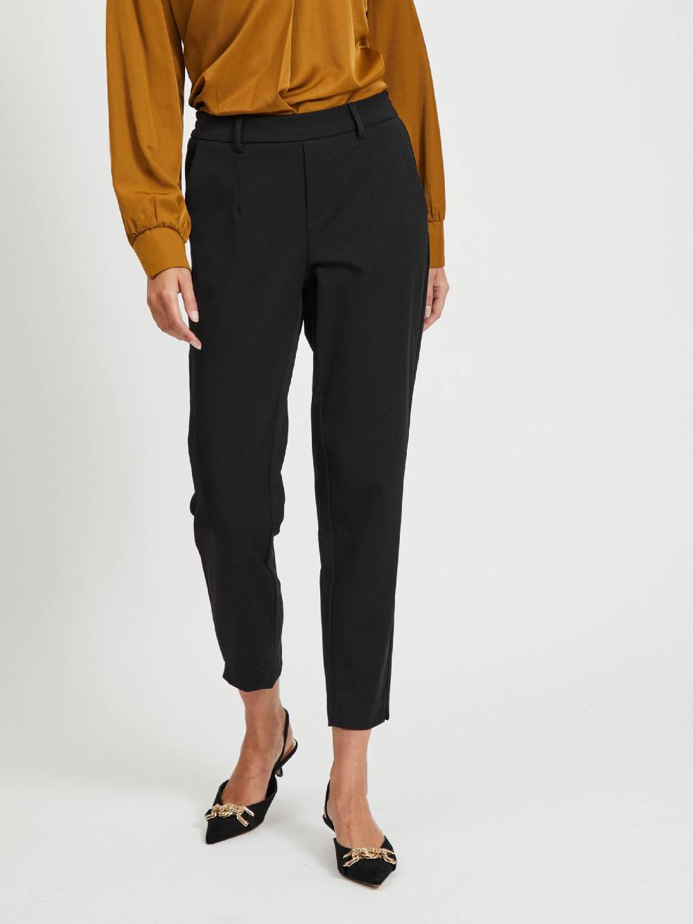 OBJECT Slim Fit Pleat-Front Pants 'Lisa' In Black