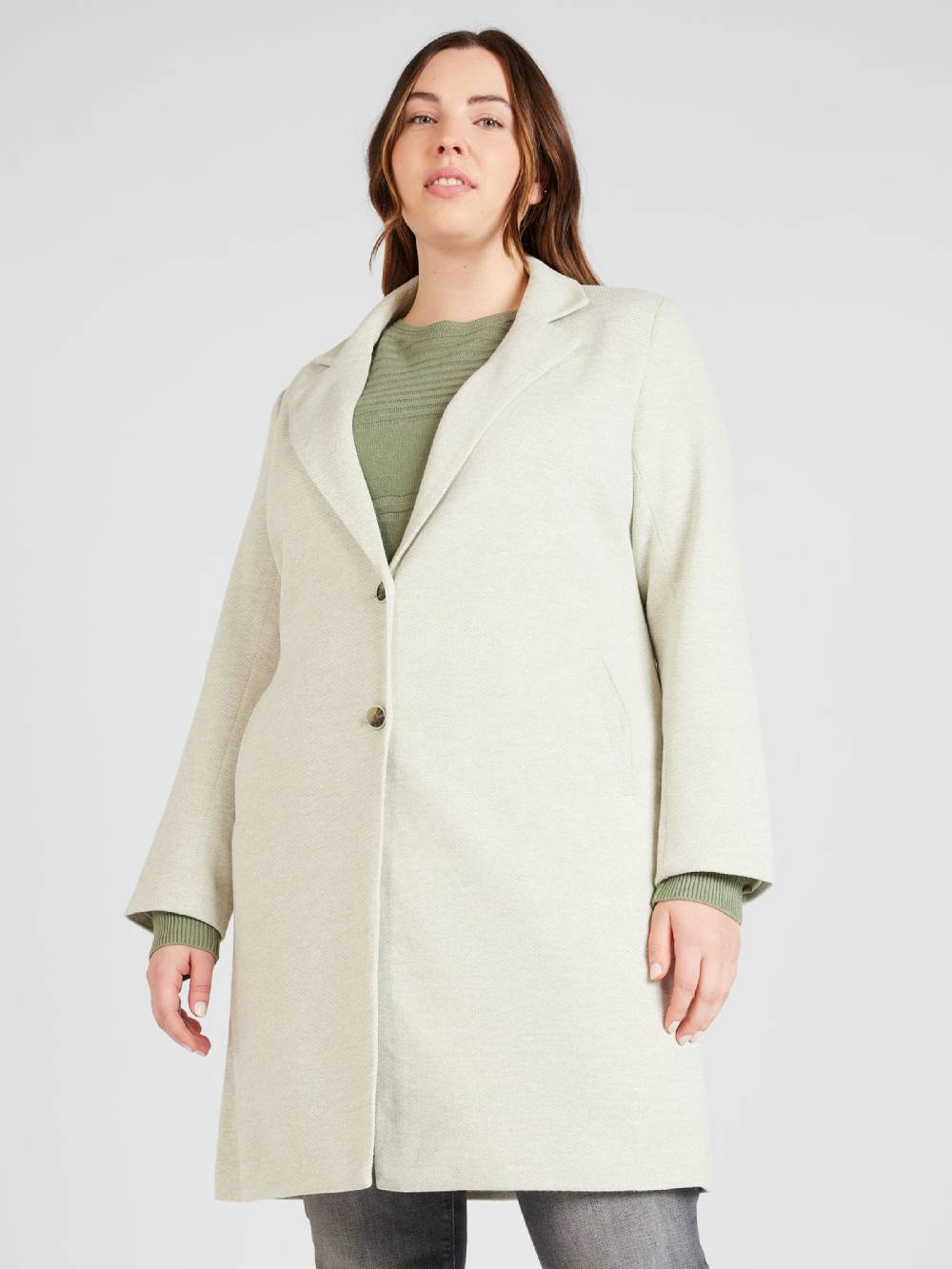 ONLY Carmakoma Between-Seasons Coat 'Carrie' In Pastel Green