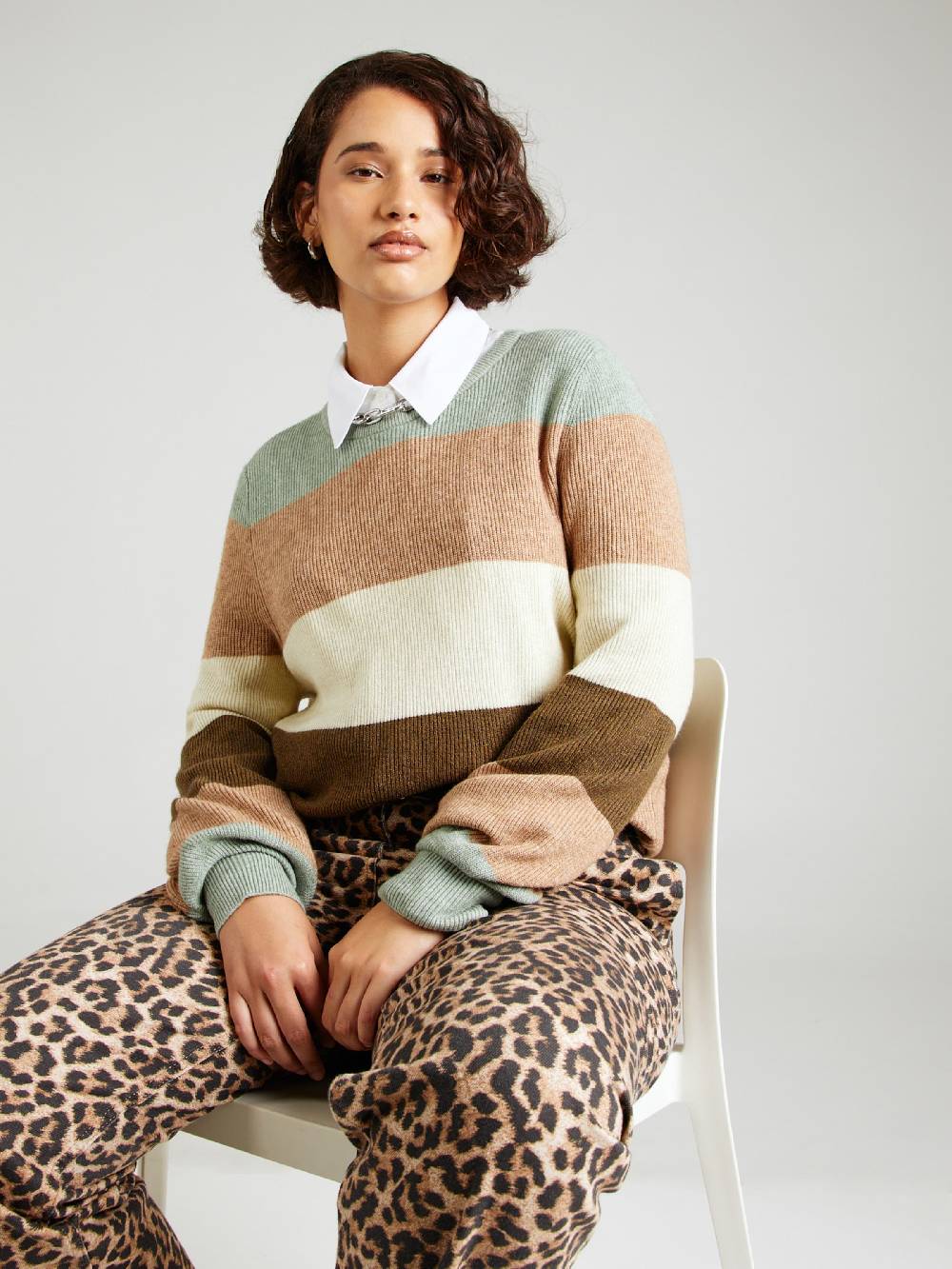 ONLY Carmakoma Sweater 'CARNEW DARIA' In Khaki, Pastel Green