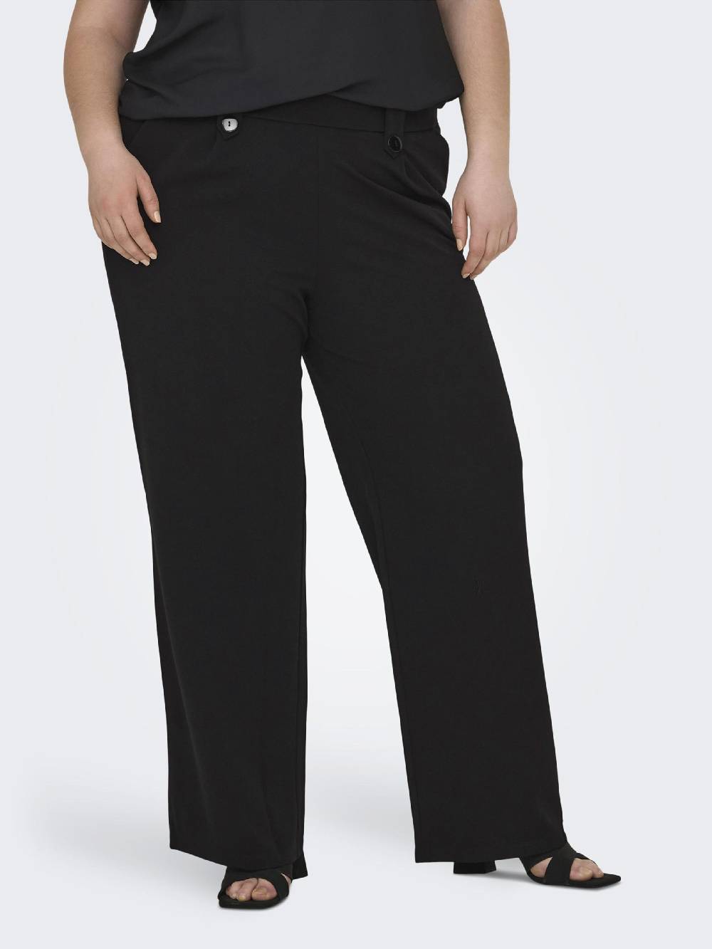 ONLY Carmakoma Wide Leg Pleat-Front Pants 'CARSania' In Black
