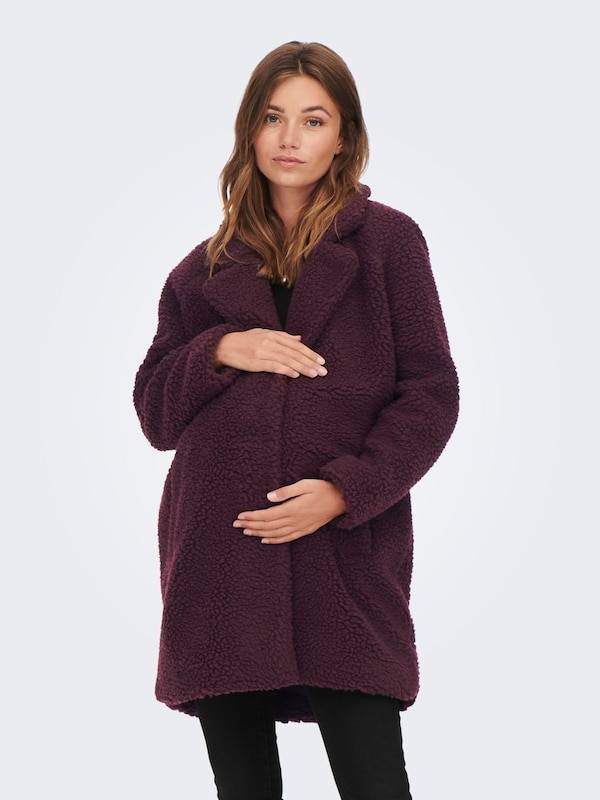 Only Maternity Between-Seasons Coat 'Mama Sherpa' in Burgundy