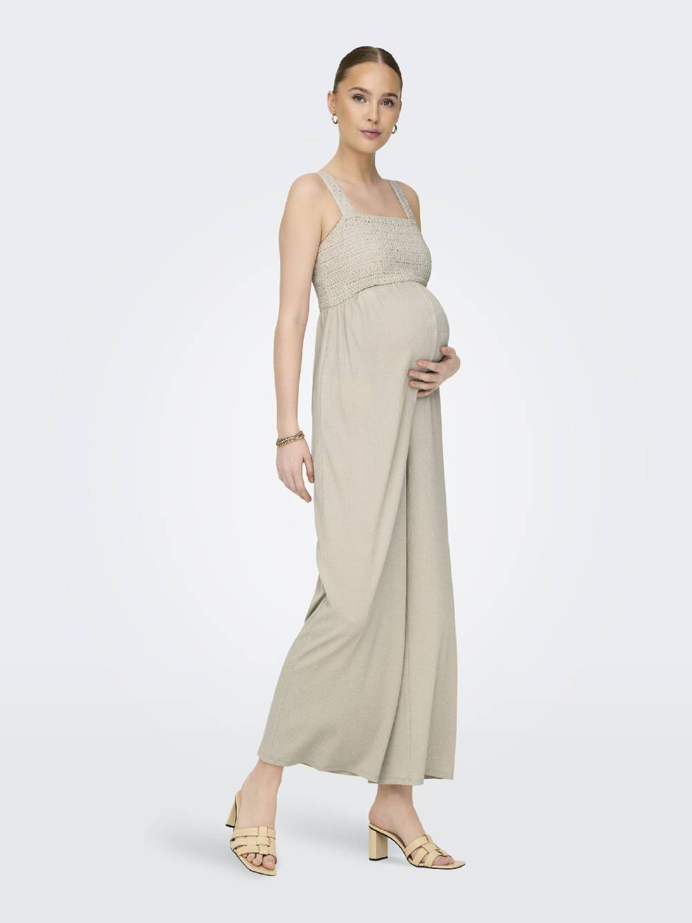 Only Maternity Jumpsuit In Light Beige