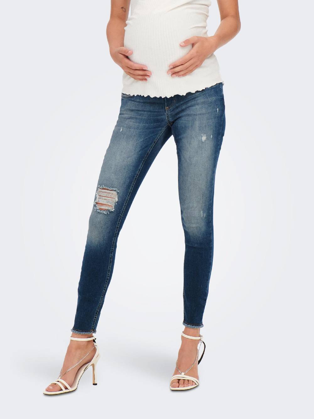 Only Maternity Skinny Jeans 'Blush' In Blue Denim