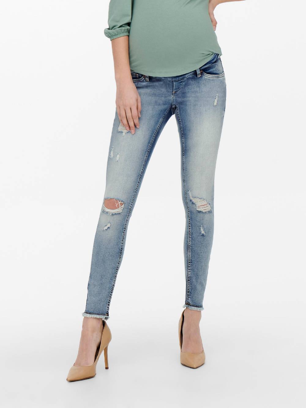 Only Maternity Skinny Jeans 'Onlblush' In Blue Denim