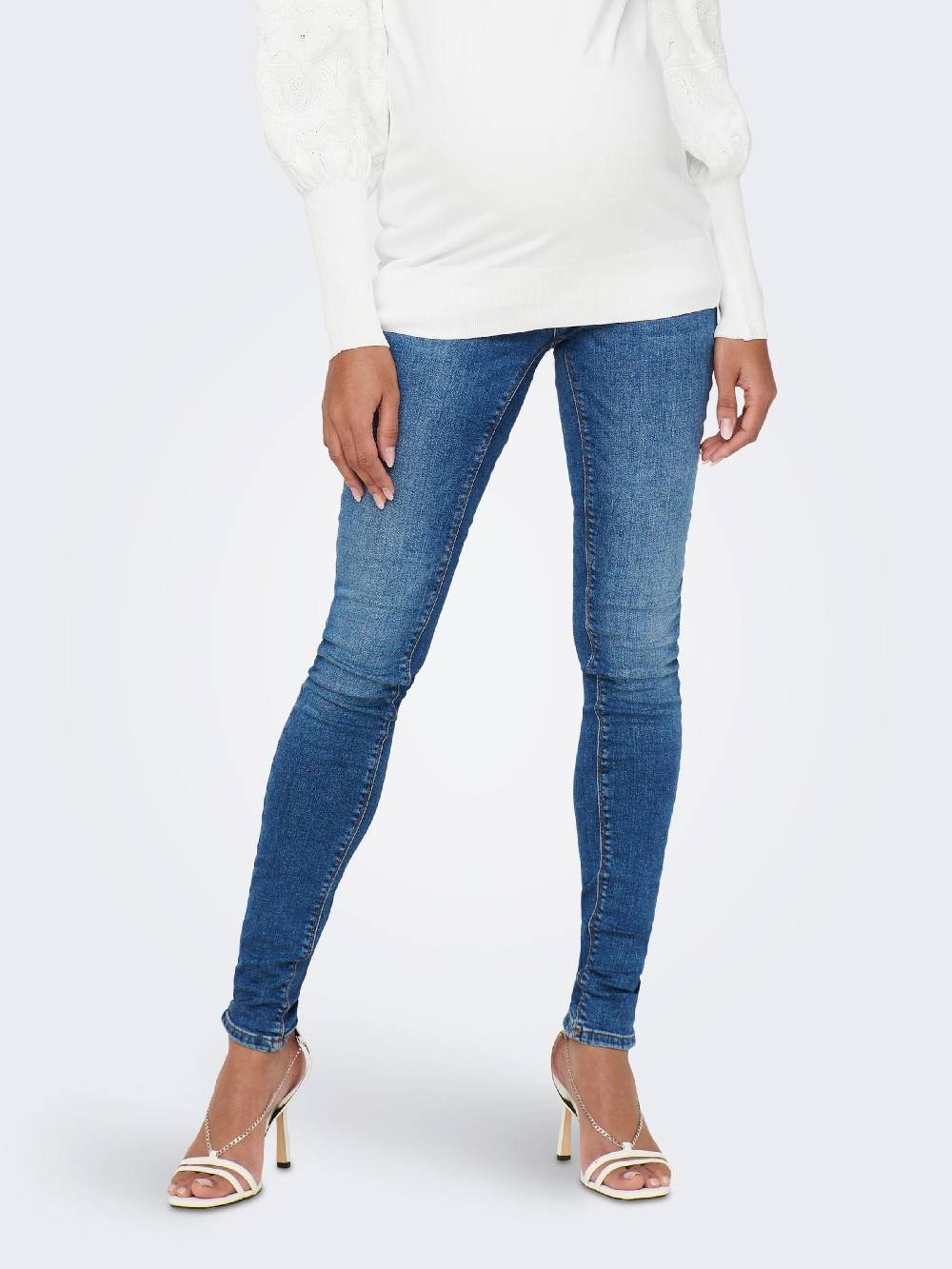 Only Maternity Skinny Jeans 'Paola' In Blue Denim