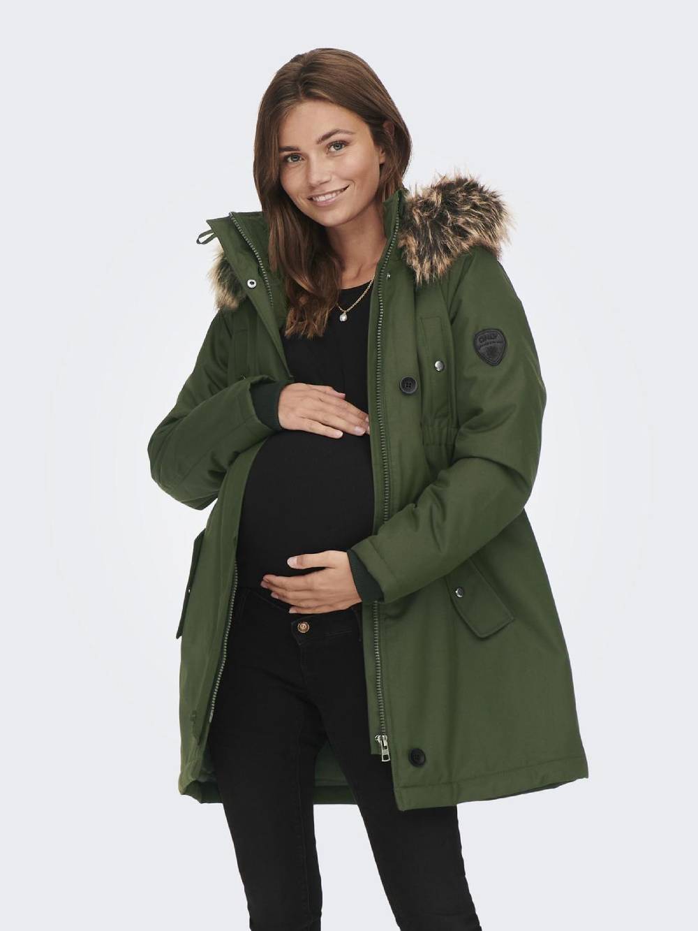 Only Maternity Winter Parka In Olive