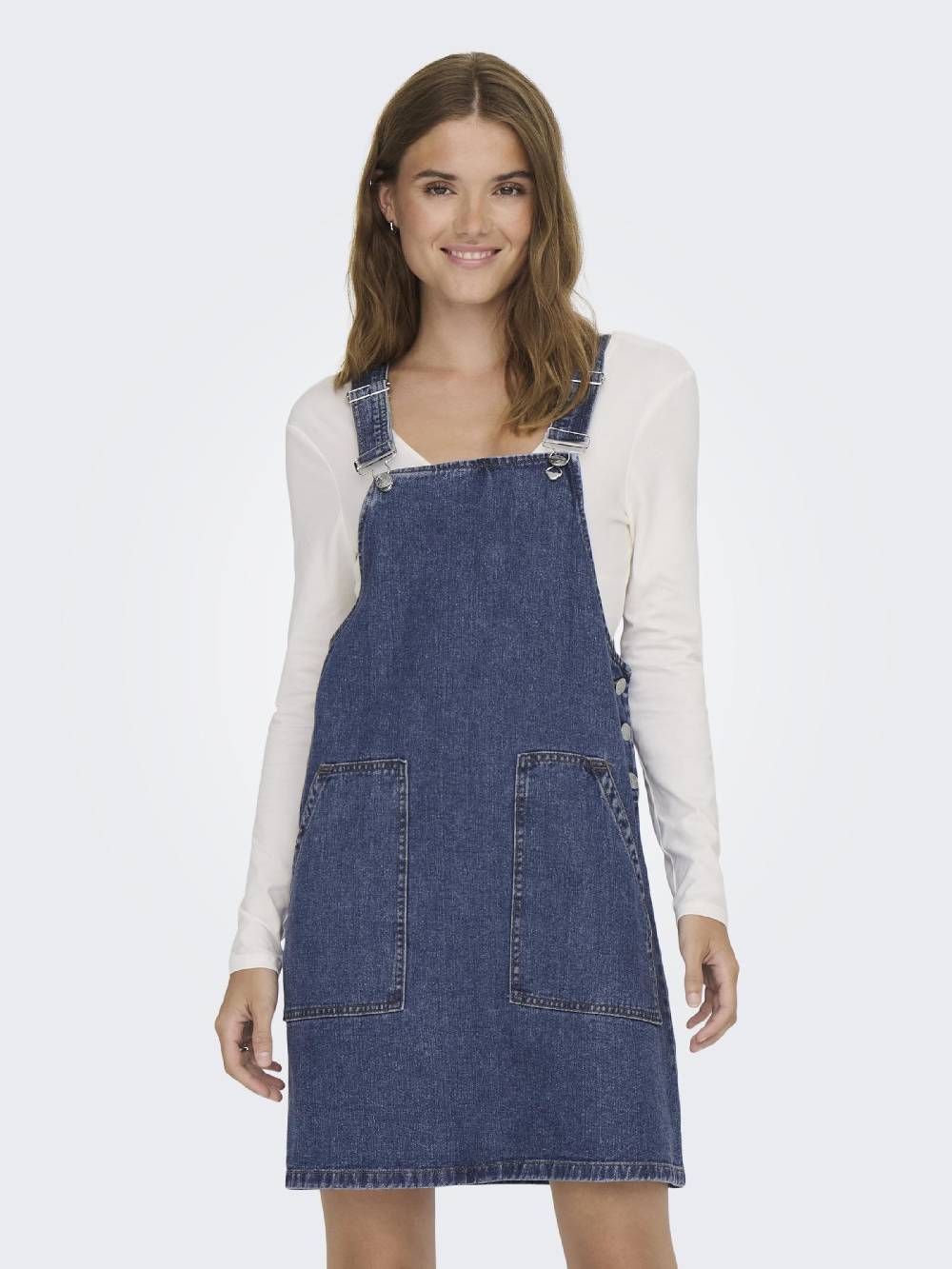 ONLY Overall Skirt 'Praia' In Blue Denim