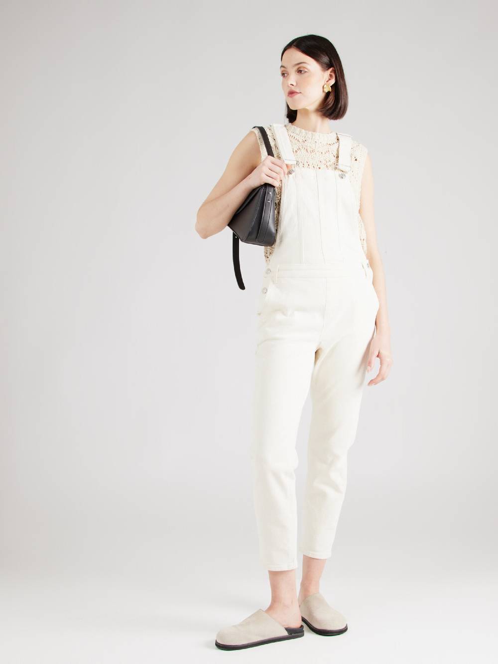 ONLY Slim Fit Jean Overalls 'PERCY' In Ecru