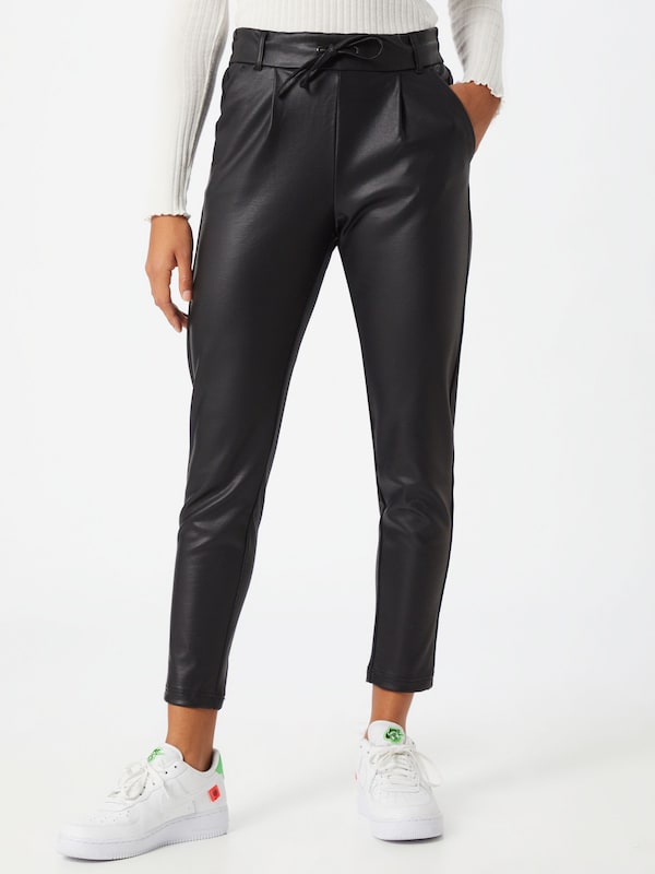 ONLY Slim fit Pleat-Front Pants 'Poptrash' in Black