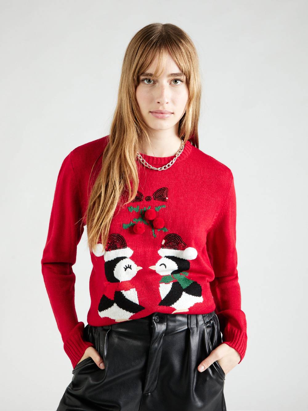 ONLY Sweater 'XMAS' In Bright Red