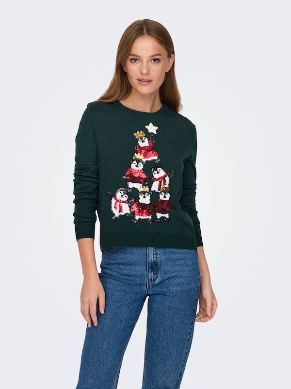 ONLY Sweater 'XMAS' in Dark Green