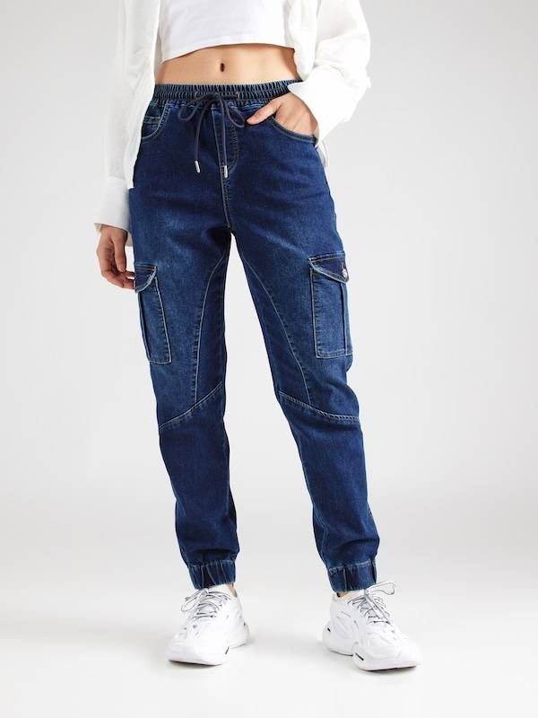 ONLY Tapered Cargo Jeans 'KELDA' in Dark Blue
