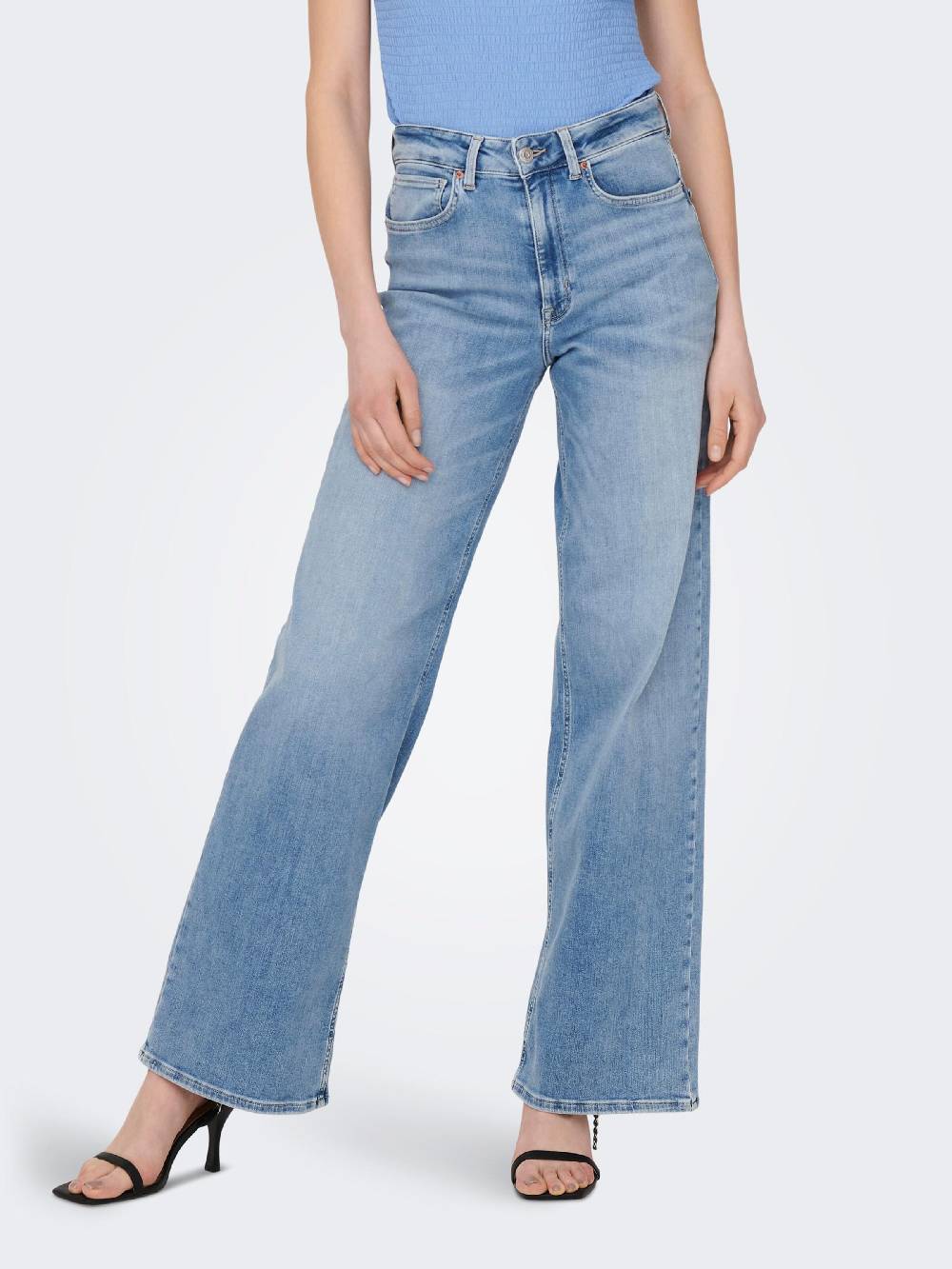 ONLY Wide Leg Jeans 'Madison' In Blue Denim