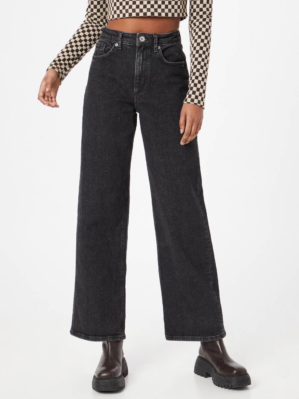 ONLY Wide Leg Jeans 'ONLJuicy' In Black Denim