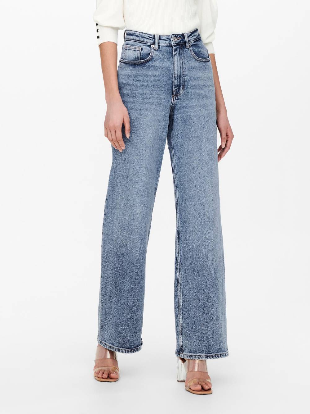 ONLY Wide Leg Jeans 'ONLJuicy' In Blue Denim