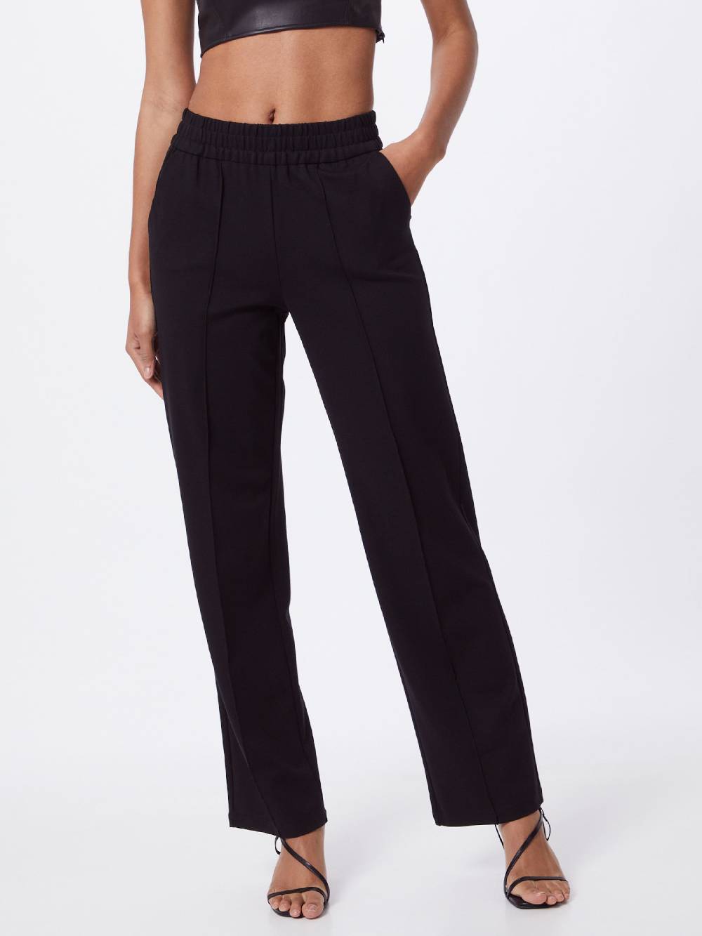 ONLY Wide Leg Pleated Pants 'ONLPoptrash' In Black