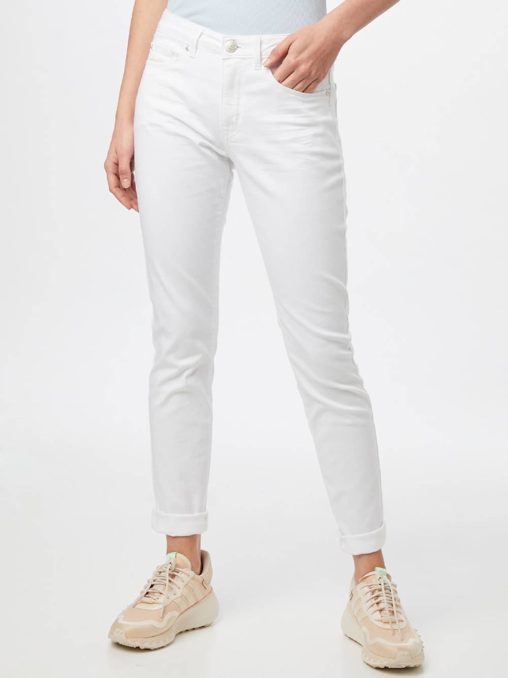 OPUS Slim Fit Jeans 'Elma' In White Denim