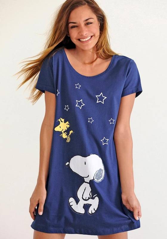 PEANUTS Nightgown in Marine Blue