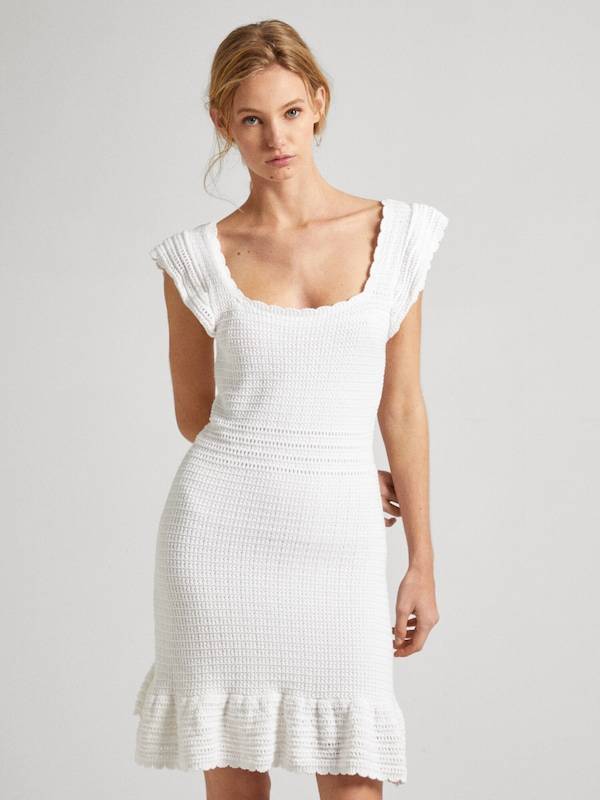 Pepe Jeans Knitted dress ' GESA ' in White